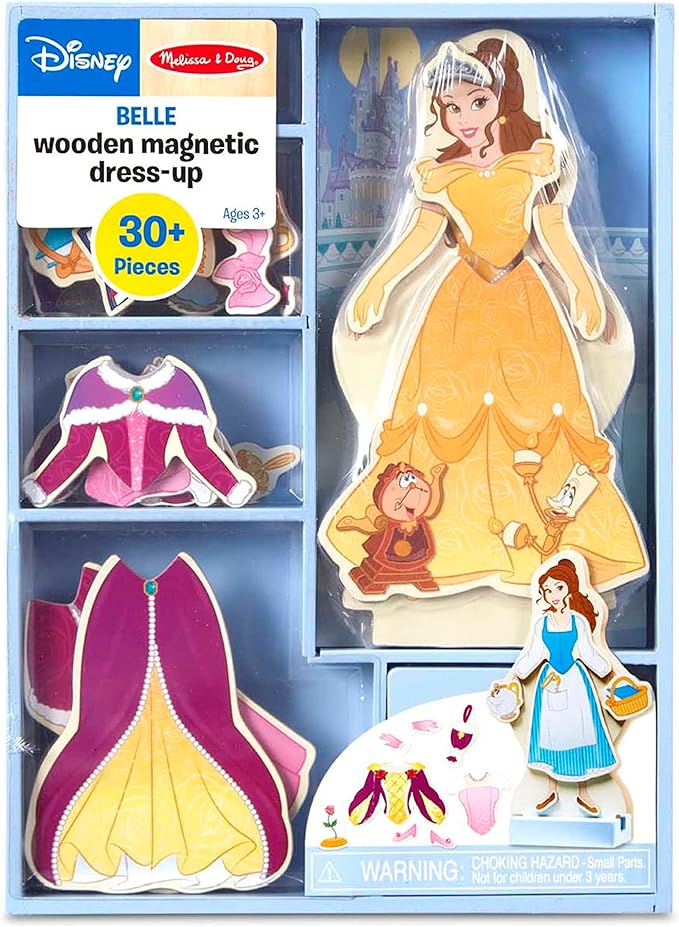 Melissa & Doug Disney Belle Magnetic Dress-Up Wooden Doll Pretend (30+ pcs)