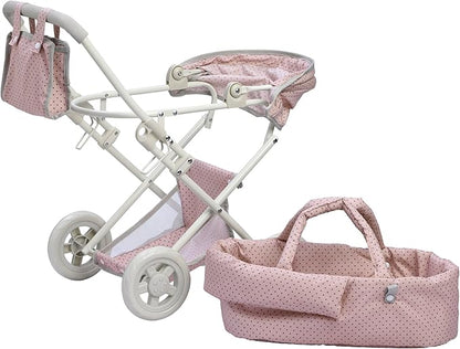 Olivia's Little World Buggy-Style Baby Doll Stroller with Retractable Canopy, Storage Underneath
