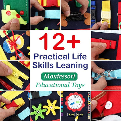 Busy Board for Toddlers,Montessori Toys Developing Sensory Activity Book Preschool 1 2 3 4