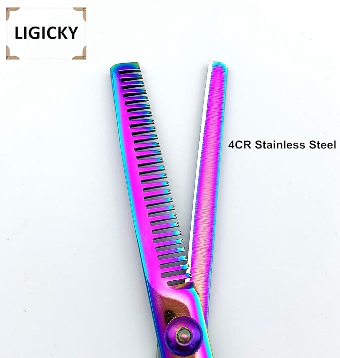 LIGICKY Hair Cutting Scissors Kit Professional Stainless Steel Hairdressing Scissors Set Hair thinning Shears Bang Hair Scissor for Kids/Salon/Home