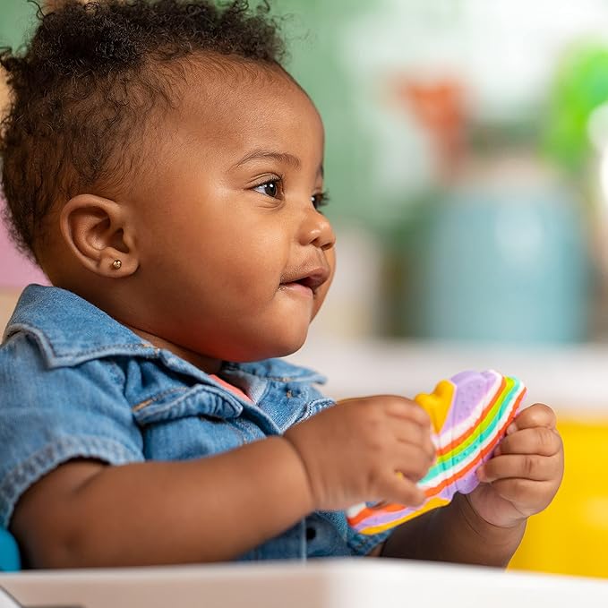 Bright Starts Soothing Soft Serve Silicone Teether, Easy-Grasp Ice Cream Cone 3 Months+