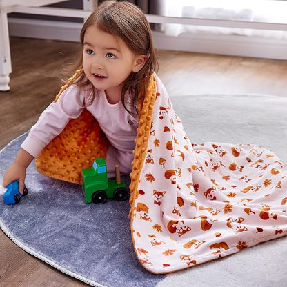 DaysU Silky Micro Soft Plush Baby Blankets Unisex with Print Animal Pattern and Soothing Raised Dots, Double Layer Bed Throws for Baby Crib 30x40 Inches