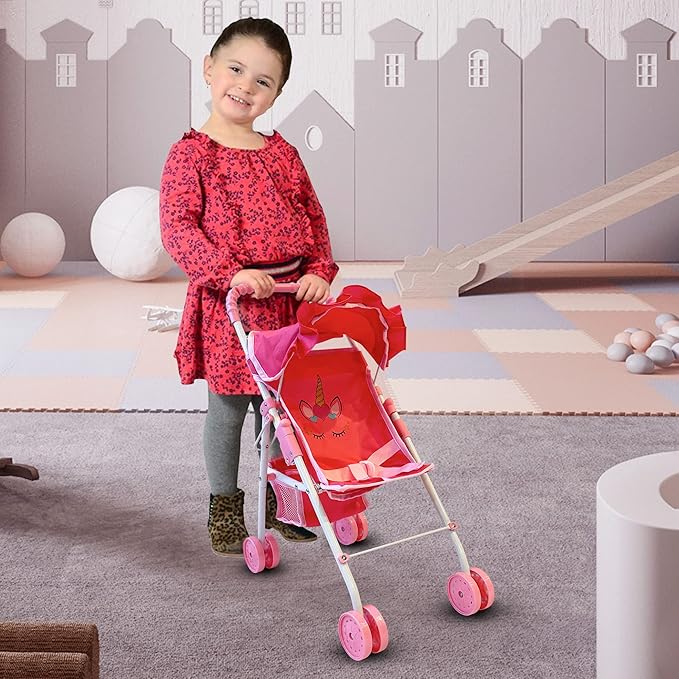 My First Baby Doll Stroller for Toddlers 3 Year Old Girls, Little Kids | Folding Baby Stroller for Dolls