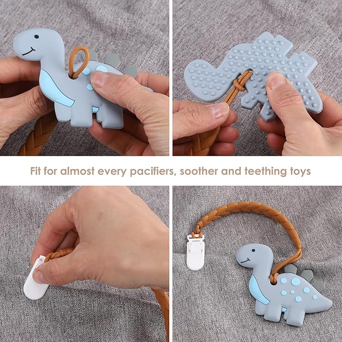 Stylish Silicone Pacifier Clips 4-Pack for Baby Boys and Girls, Woven Rope Flexible Design