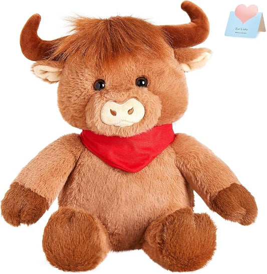 Houwsbaby 12" Highland Cow Stuffed Animal Scottish Highland Cow Plush Toys for Babies,Kids