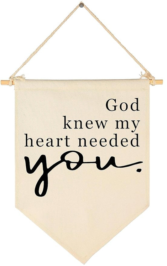 GEANHIL Natural Beige Heart Banner - 15.6'' x 11'', Wall Mount