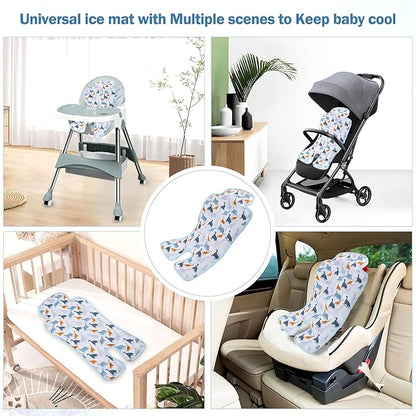Gel Car Seat Cooler Pad,1 Pack Double Sides-Universal Baby Stroller Ice Cushion Cooler Mat,Summer cooling Seat Liner,Multifunctional Suitable for Baby Dining Chair,Child Safety Seat (Dinosaur+Dog)