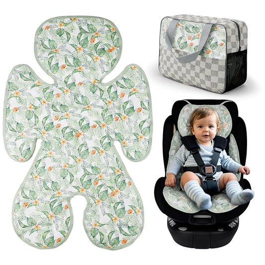 KAKIBLIN Baby Car Seat Cooling Pad,Universal Double Sided Ice Car Seat Cooler Pad for Baby Children and Kids,Durable Gel Babies Cooling Mat Cushion for Stroller,Chair,Keep Cool in Summer (Green Plant)