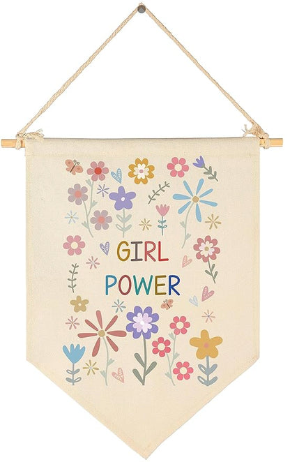 Girl Power Decor-Wildflower Print-Flag Sign Gifts for Baby Newborn Girls