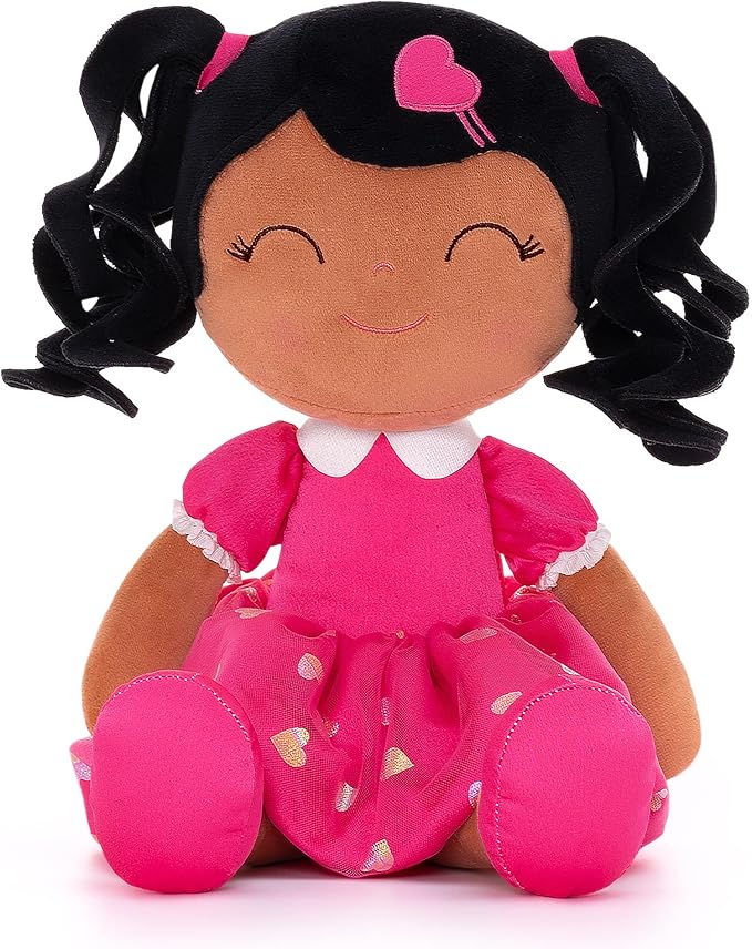 Gloveleya Baby Doll Gifts Plush Curly Girl Toys with Love 16" Rose