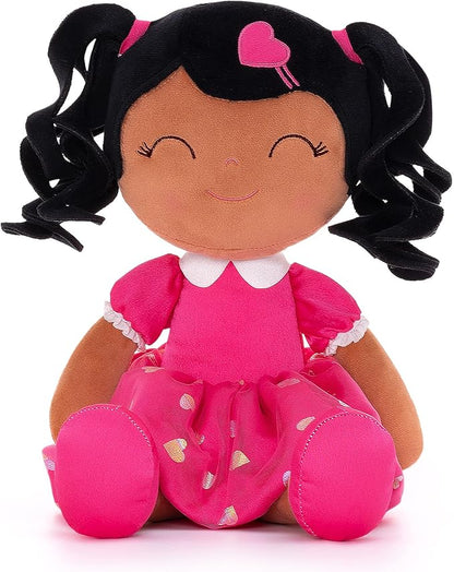 Gloveleya Baby Doll Gifts Plush Curly Girl Toys with Love 16" Rose