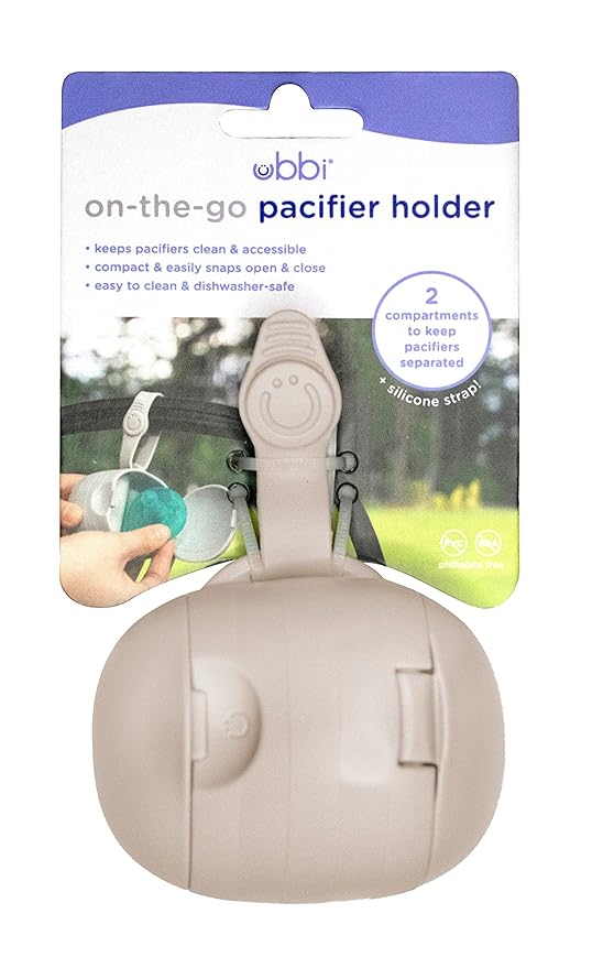 Ubbi On-The-Go Dual Pacifier Holder, Keep's Baby's Binkies Clean and Accessible