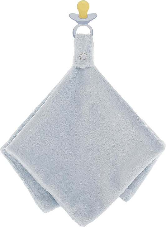 Ultra Soft Cotton Minky Velboa Baby Blanket with Snap Closure for Pacifier or Teether, Machine Washable 12 inch 12 inch