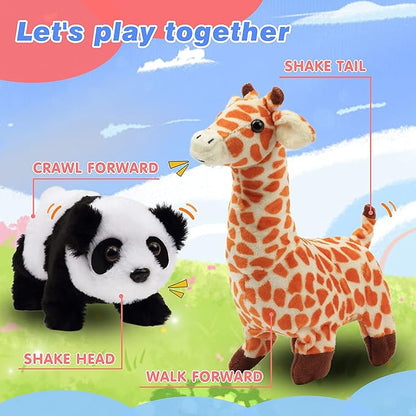 Hopearl Crawling Panda Interactive Electronic Pet Plush Toy with Sounds 7''