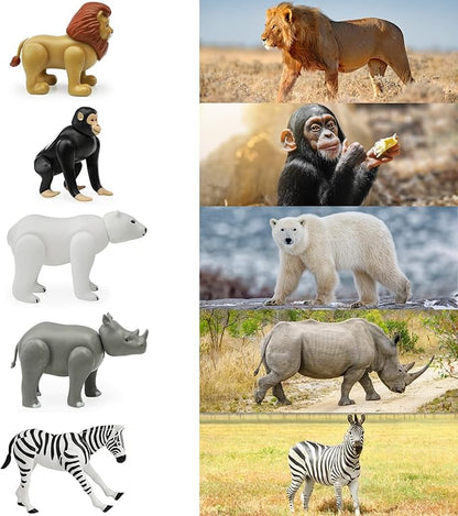 Beverly Hills Doll Collection Safari Animals Figures Set of 10, Safari Zoo Animal Toys for Toddlers