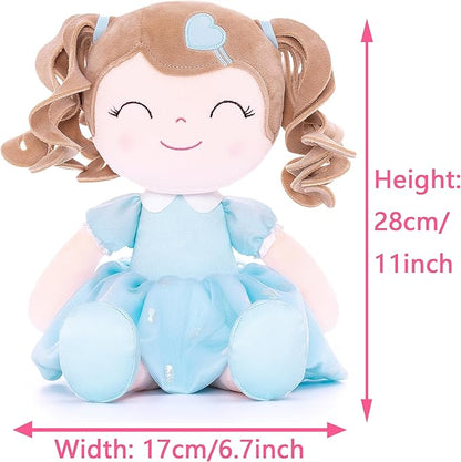 Gloveleya Baby Doll Gifts Plush Curly Girl Toys with Love 16" Azure