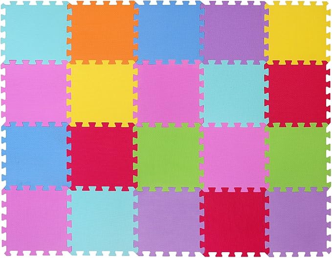 Meiqicool EVA Foam Puzzle Play Mat for Baby - Non Toxic Interlocking Soft Floor Tiles Color，20pcs