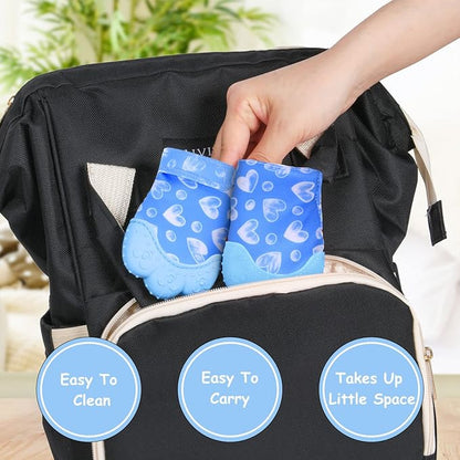 2Pack Silicone Teething Mitt, Soothing Infant Teething Mitten Pain Relief 0-12 Months