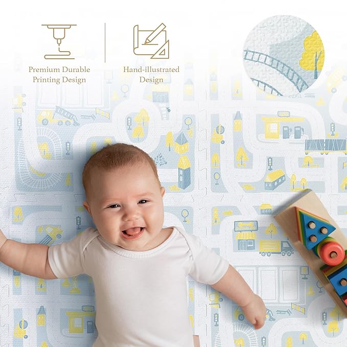 Premium Exercise & Baby Foam Play Mats - Stylish & Large Non-Toxic Odorless Floor Mat 6 Tiles 6ft x 4ft -