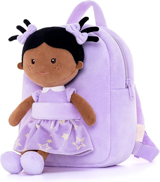 Onetoo Toddler Kids Backpack with Soft Tanned Baby Dolls in 9.5"