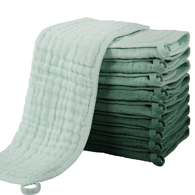 Yoofoss Muslin Burp Cloths for Baby 10 Pack 100% Cotton 20''X10'' Super