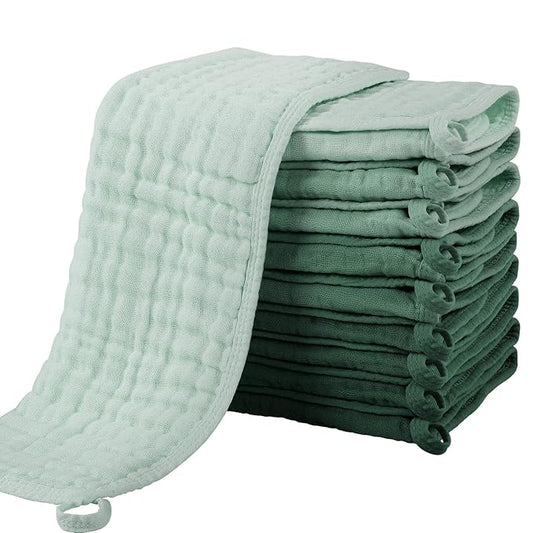 Yoofoss Muslin Burp Cloths for Baby 10 Pack 100% Cotton 20''X10'' Super