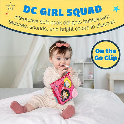 Warner Bros. DC Girl Squad 5 Inch Soft Book with On The Go Clip, Rattle