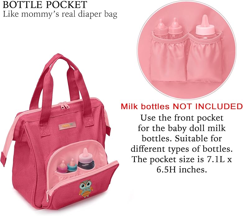 HappyVk- Baby Doll Diaper Bag with Doll Changing Pad- Handbag