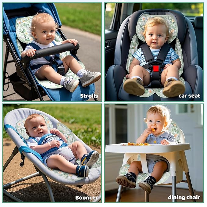 KAKIBLIN Baby Car Seat Cooling Pad,Universal Double Sided Ice Car Seat Cooler Pad for Baby Children and Kids,Durable Gel Babies Cooling Mat Cushion for Stroller,Chair,Keep Cool in Summer (Green Plant)