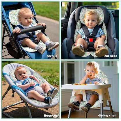 KAKIBLIN Baby Car Seat Cooling Pad,Universal Double Sided Ice Car Seat Cooler Pad for Baby Children and Kids,Durable Gel Babies Cooling Mat Cushion for Stroller,Chair,Keep Cool in Summer (Green Plant)