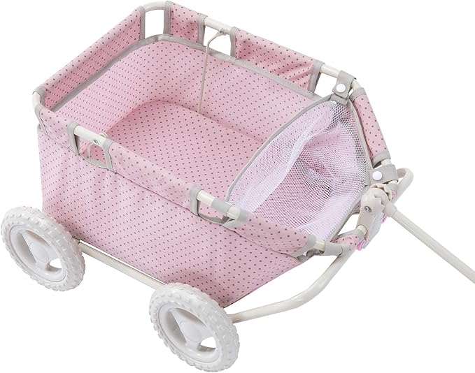 Olivia's Little World - Polka Dots Folding Princess Baby Doll Wagon, Toy Storage Wagon