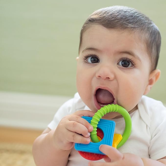 Dr. Brown's Learning Loop, Baby Teether Ring with Multiple Shapes & Textures 100% Silicone, 3m+ (Pack 2)