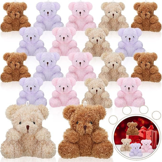 Chivao 20 Pcs Mini Plush Bears 4'' Small Bear Bulk Stuffed Animal Toys Tiny Soft Bear Doll Present Stuffers for Keychain Baby Shower Party Favors Supplies Wedding Party(Brown, Apricot