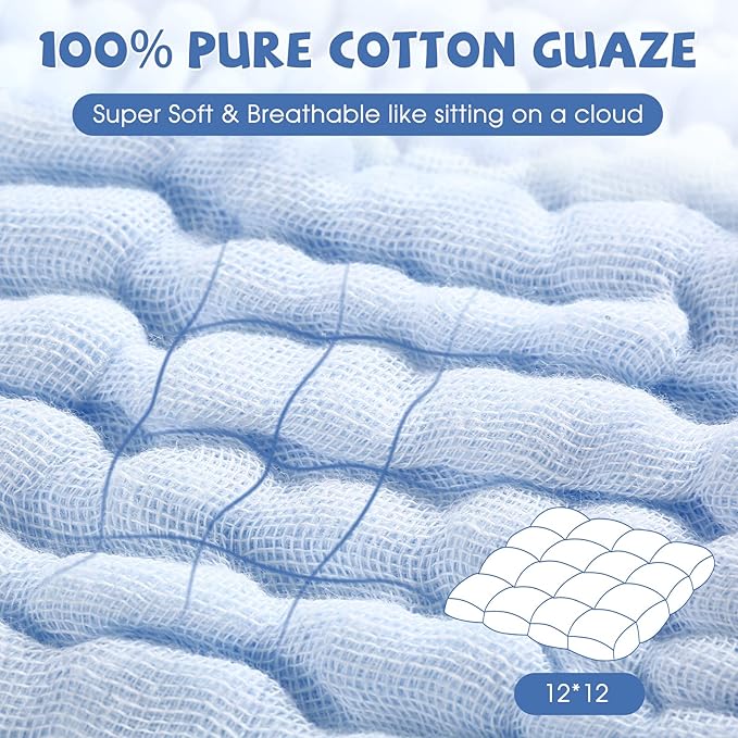 MUKIN Baby Washcloths - Soft Face Cloths for Newborn, Absorbent Bath Wipes 6-12x12 inches