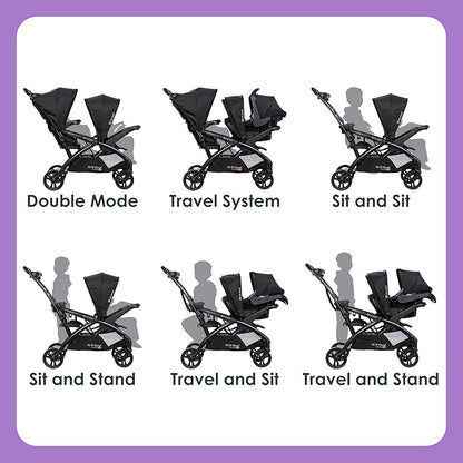 Baby Trend Sit N' Stand® Double 2.0 Stroller, Dash Black