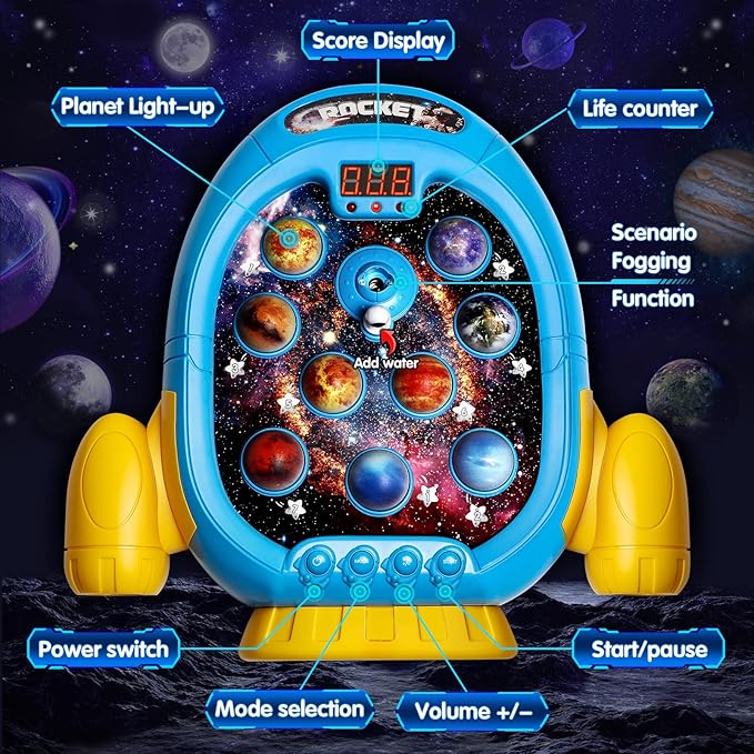 HopeRock Toys for 3 Year Old Boys,Game for Toddlers Light-up,2 Hammer,6 Mode,9 Music,45 3,4+Year Old