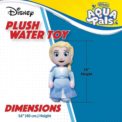 Wahu Aqua Pals Disney Classic Elsa Plush Water Toy for Kids Ages 2+, Fast-Drying Waterproof Plush Doll Toy for Pool and Bathtub 16"
