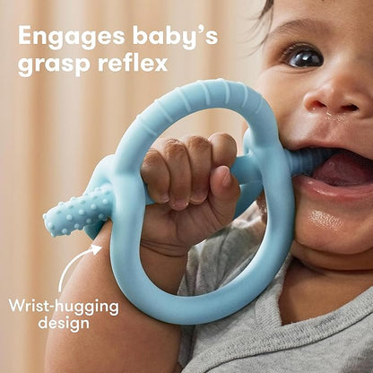 Frida Baby Push Pop Feeder, Baby Fruit Feeder + Get-A-Grip Teether Teething Toy | 100% Food-Grade Silicone Food Pacifier & Teether Toy for Baby 0-6 12, 18