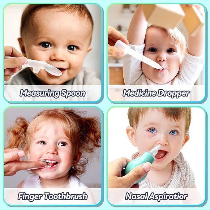 Baby Healthcare and Grooming Kit, Baby Safety Set Newborn Nursery Health Care Set with Hair Brush Scale Measuring Spoon Nail Clippers (17pcs, Green)