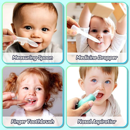 Baby Healthcare and Grooming Kit, Baby Safety Set Newborn Nursery Health Care Set with Hair Brush Scale Measuring Spoon Nail Clippers (17pcs, Green)