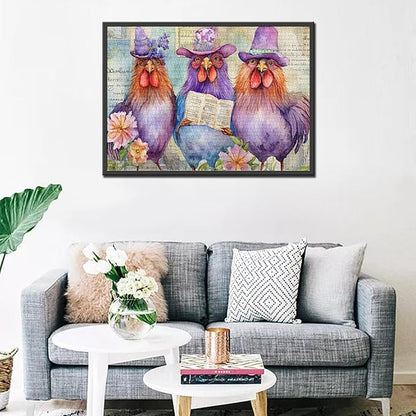 Tucocoo Cute Roosters Jigsaw Puzzles for Adults 1000 Pieces, Funny Watercolor Chickens Wearing Hats Art Jigsaw Puzzle Colorful DIY Puzzles for Home Decoration