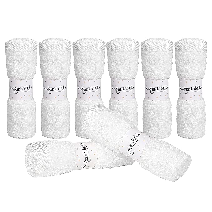 8-Pack Organic Baby Washcloths - Super Soft Rayon Washcloth, Baby Wash Cloths