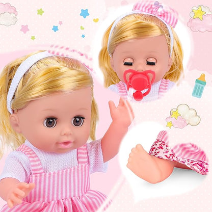 Baby Care & Hair Salon Doll Toy Set, 35PCS Doll Playset 14'' Baby 3 4 5 6+