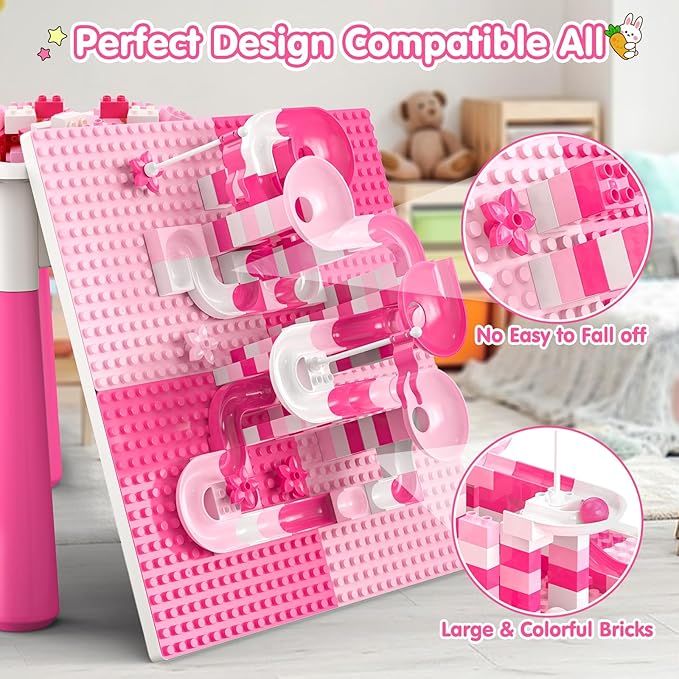 Kids Toddler Table and Chair Set: Activity Table with 152Pcs 2 Rabbit 3-10 Year
