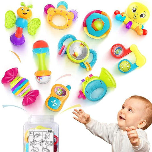 iPlay, iLearn 10pcs Baby Rattles Toys Set 0 1 2 3 4 5 6 7 8 9 10 12