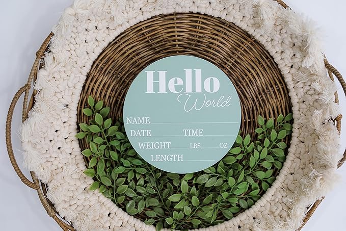 Hickory Hollow Designs - Baby Announcement Sign for Newborn Boys and Girls (Color Bases) 6" Circle