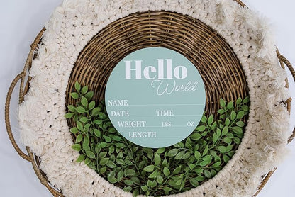 Hickory Hollow Designs - Baby Announcement Sign for Newborn Boys and Girls (Color Bases) 6" Circle