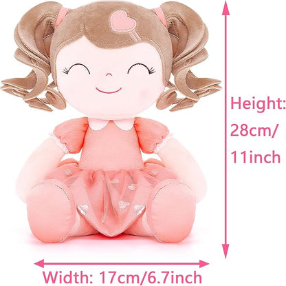 Gloveleya Baby Doll Gifts Plush Curly Girl Toys with Love 16" Orange