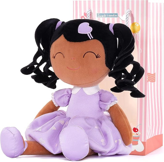 Gloveleya Baby Doll Gifts Plush Curly Girl Toys with Love 16" Purple