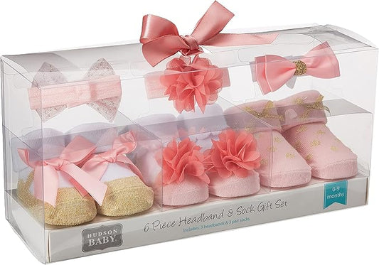 Hudson Baby Girl's Headband and Socks Giftset
